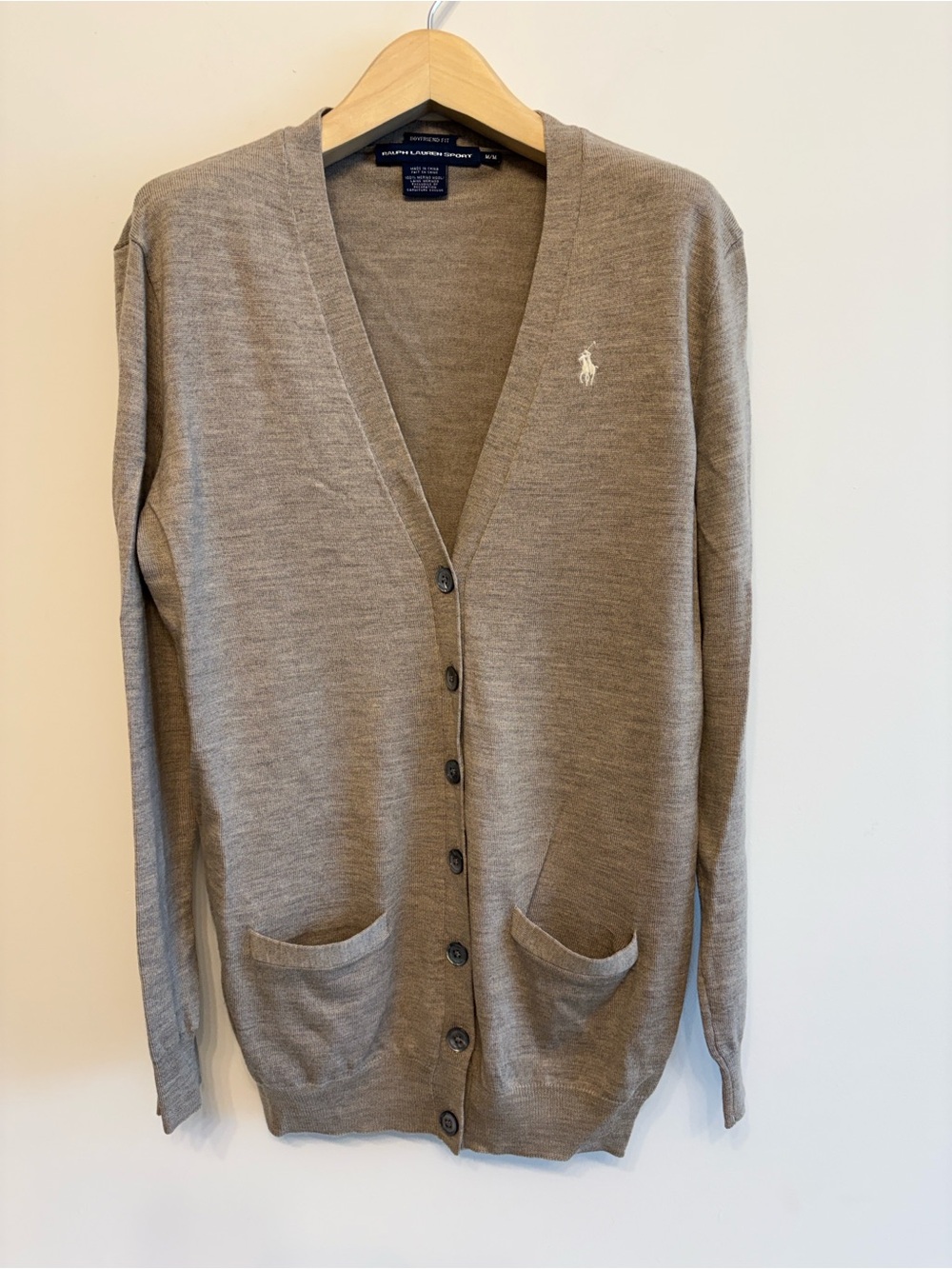 Ralph Lauren Taupe wool cardigan sz m medium preloved